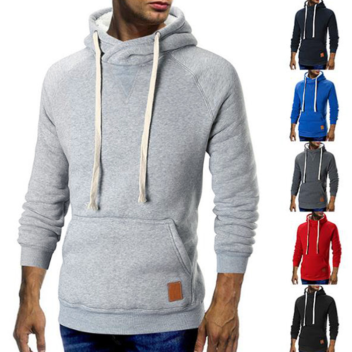 Cowl Neck Kangaroo Pocket Plush Drawstring Hoodie