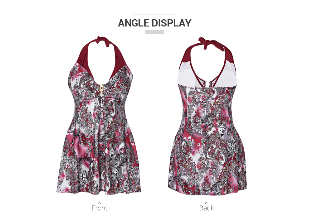 Plus Size Padded Flower Print Tankini Set Women Swimsuit