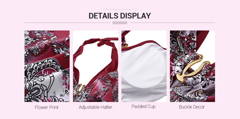Plus Size Padded Flower Print Tankini Set Women Swimsuit