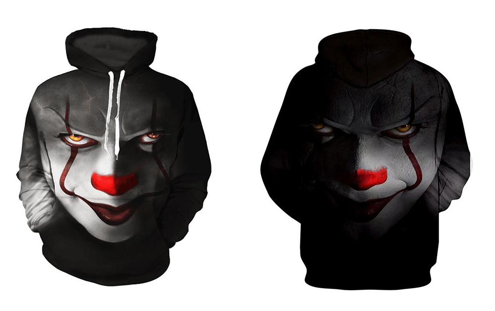 Men's Clown 3D Printed Loose Hooded Pullover Hoodie