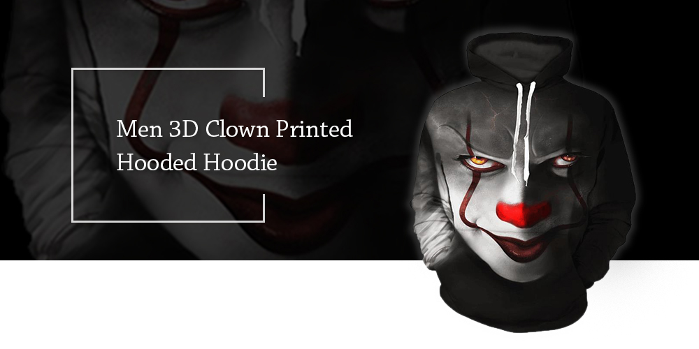 Men's Clown 3D Printed Loose Hooded Pullover Hoodie