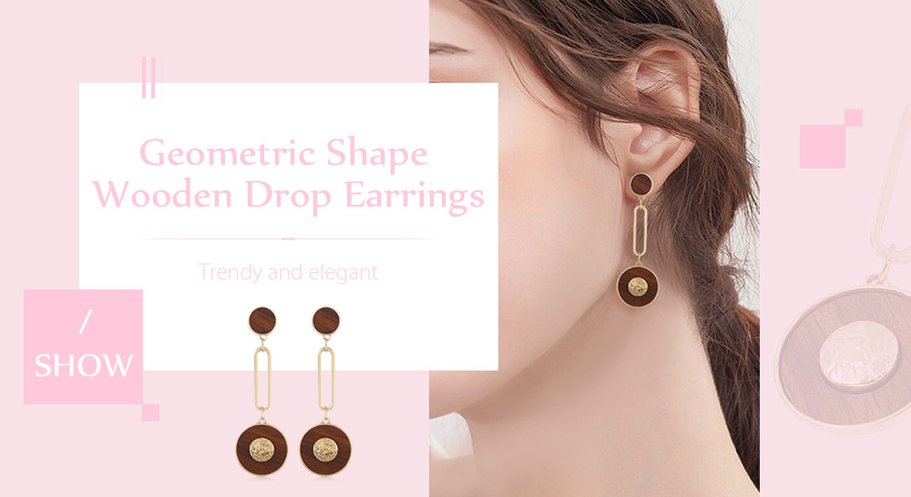 Geometric Shape Wooden Drop Earrings