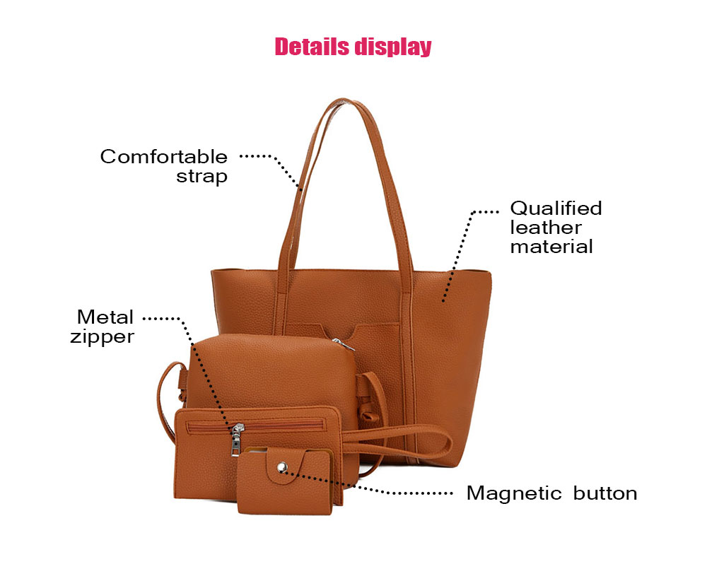 Textured Leather 4 Pieces Shoulder Bag Set