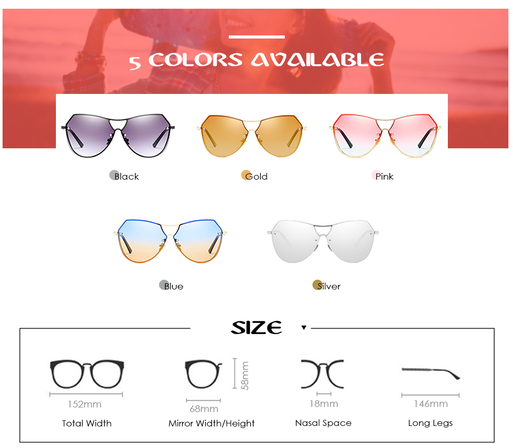 Metal Frame Sunglasses Gradient Colors Lenses