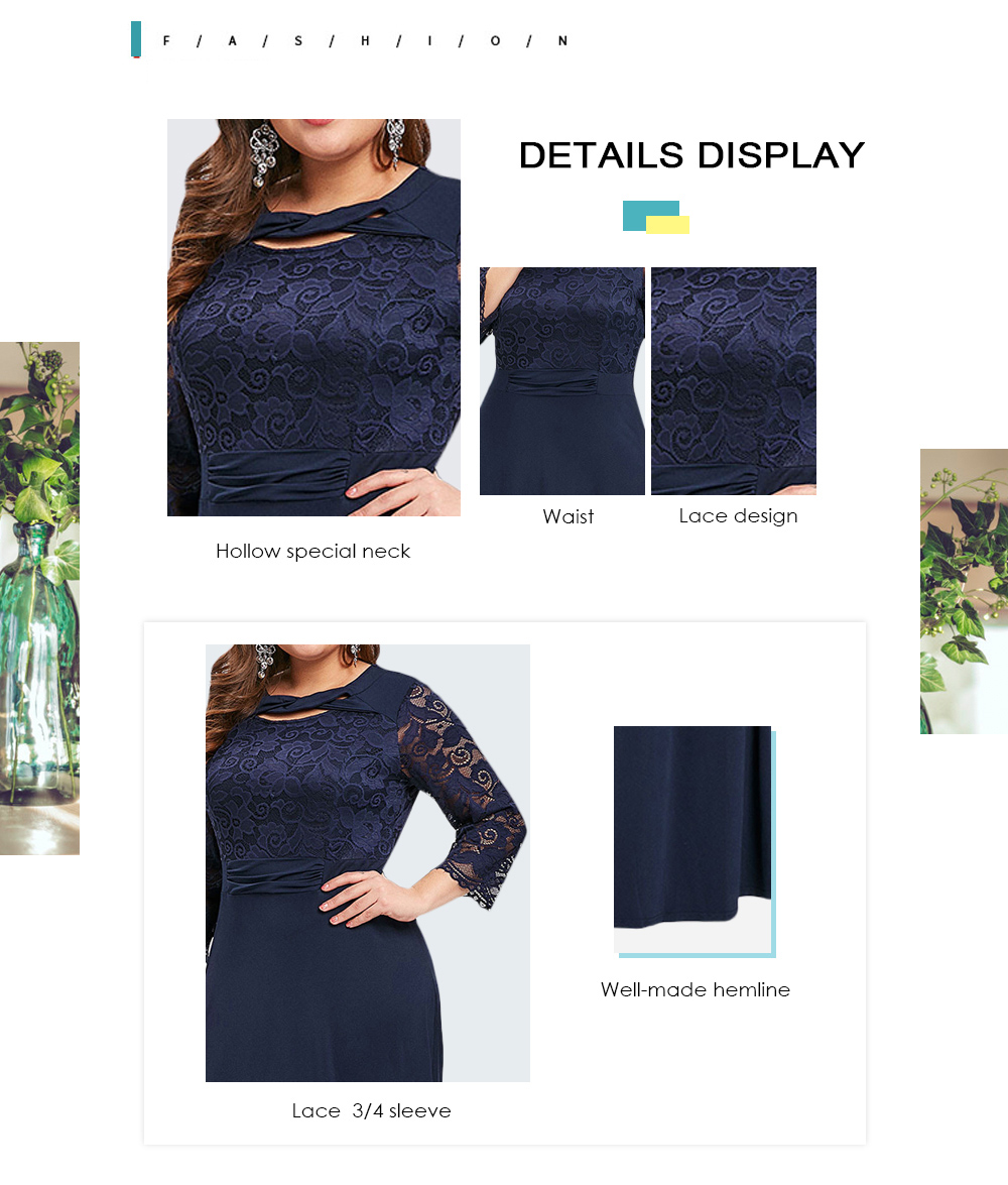Plus Size Cut Out Lace Panel Maxi Dress
