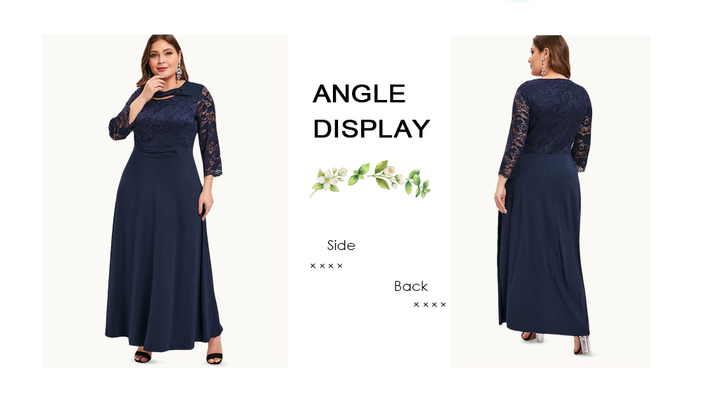 Plus Size Cut Out Lace Panel Maxi Dress