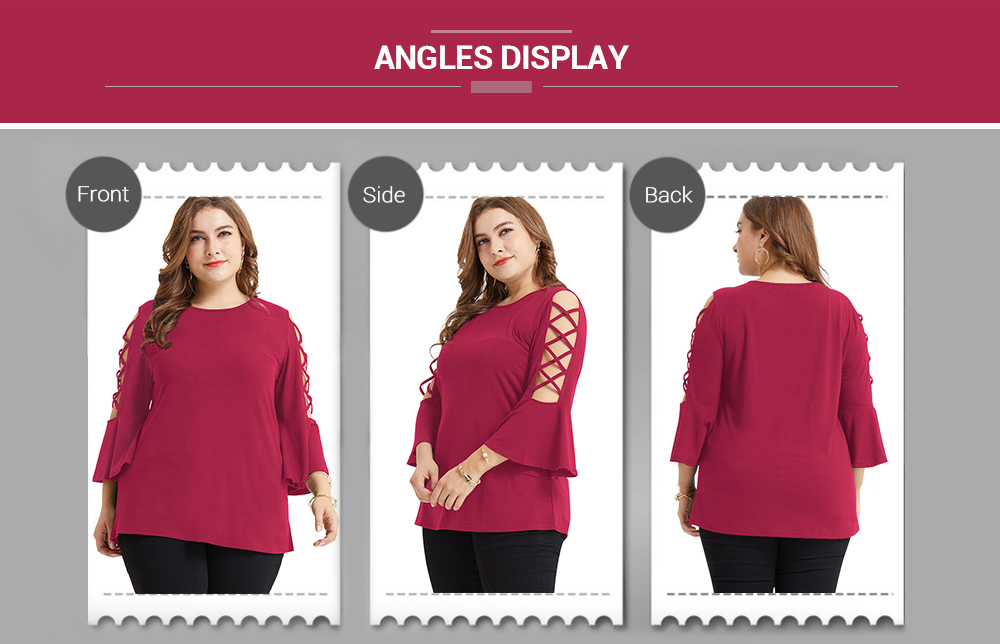 Plus Size Criss Cross Bell Sleeve T-shirt