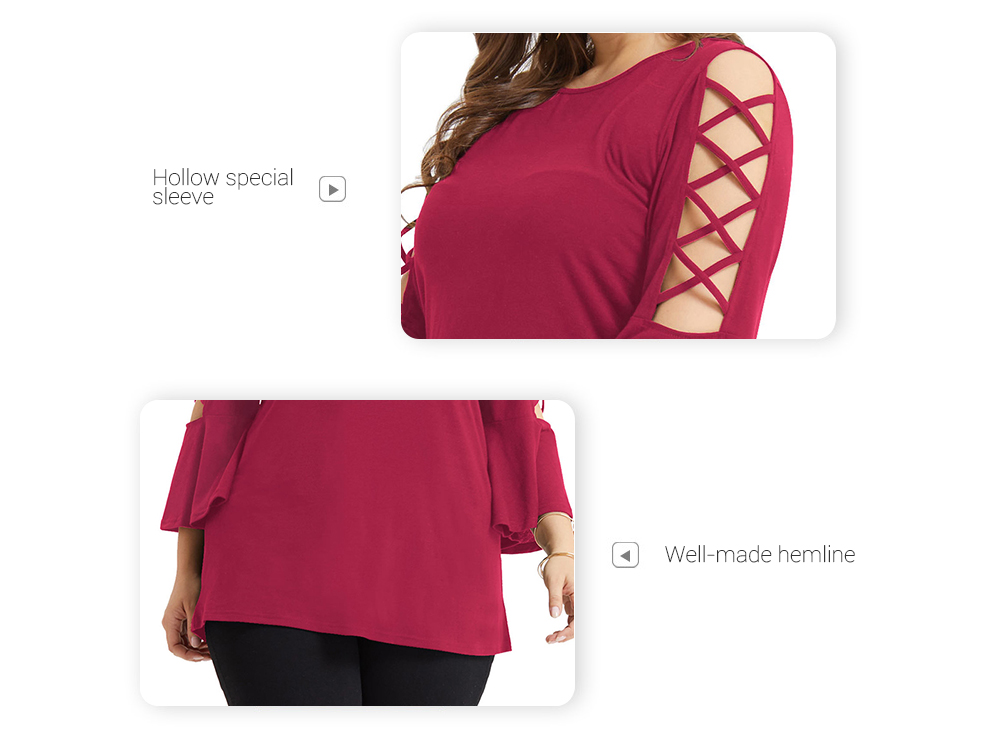 Plus Size Criss Cross Bell Sleeve T-shirt