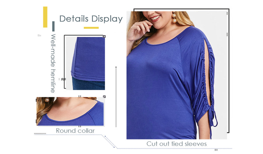 Plus Size Cut Out Tied Sleeve T-shirt