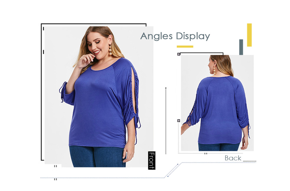Plus Size Cut Out Tied Sleeve T-shirt