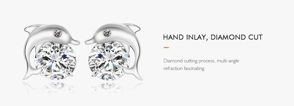 Pair of Lovely Crystal Eye Dolphin Stud Earrings