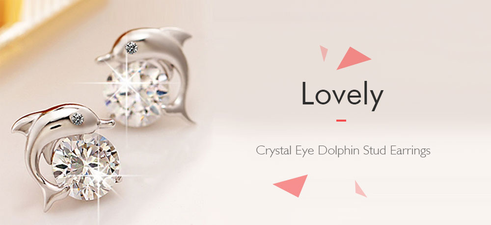 Pair of Lovely Crystal Eye Dolphin Stud Earrings