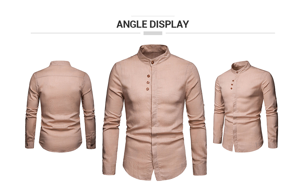 Stand Collar Hidden Button Long Sleeve Shirt