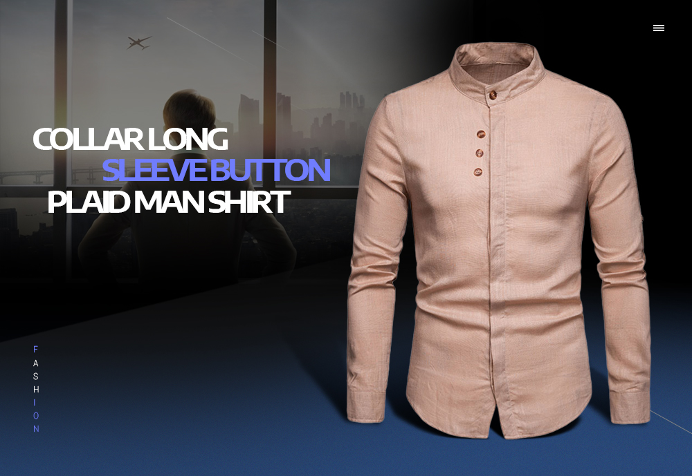 Stand Collar Hidden Button Long Sleeve Shirt