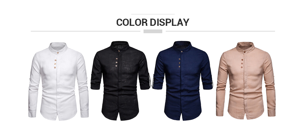 Stand Collar Hidden Button Long Sleeve Shirt