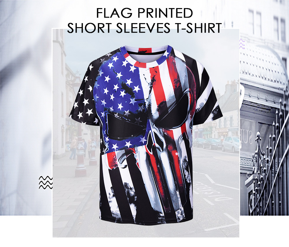 American Flag Printed Short Sleeves T-shirt