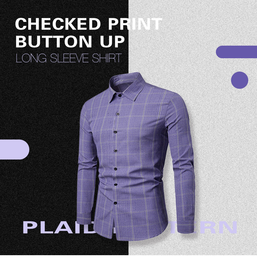 Checked Print Button Up Long Sleeve Shirt