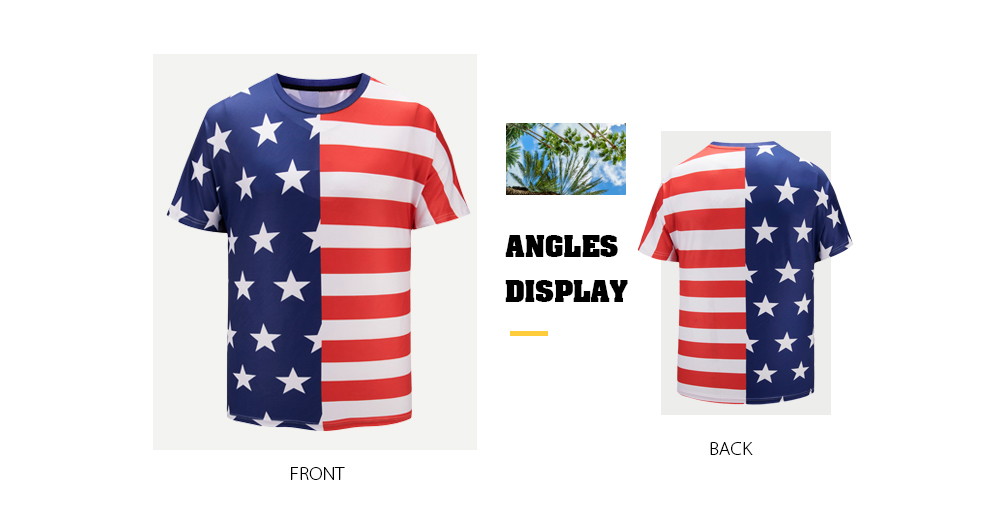 3D American Flag Print Short Sleeve T-shirt