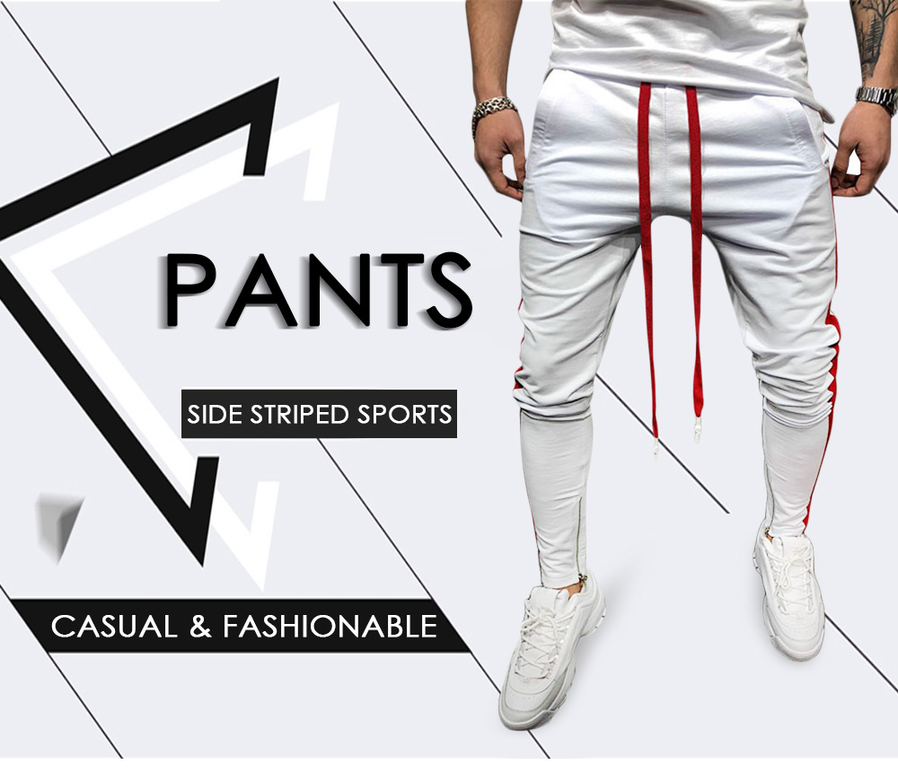 Two Tones Side Striped Patch Sports Pants
