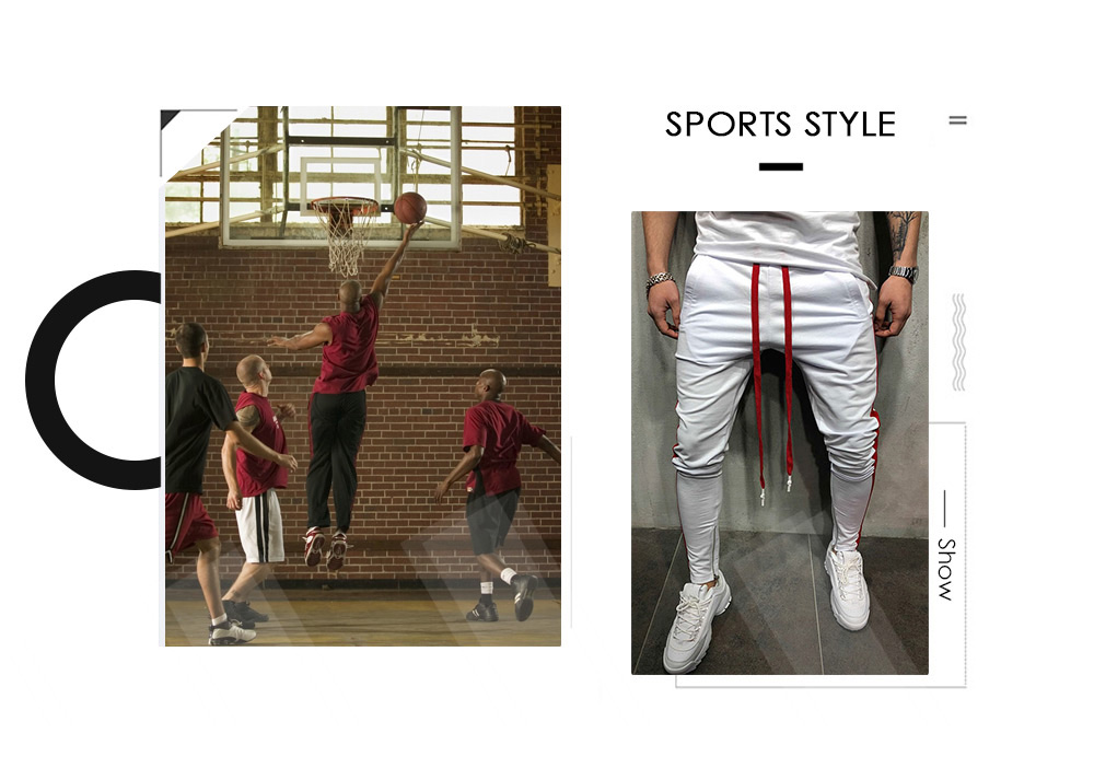 Two Tones Side Striped Patch Sports Pants