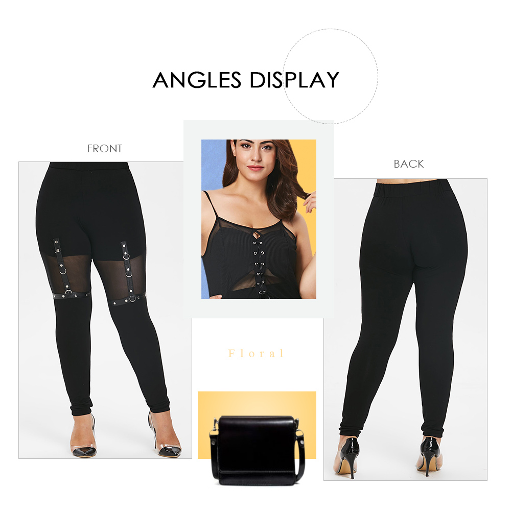 Halloween Plus Size Mesh Panel Leggings