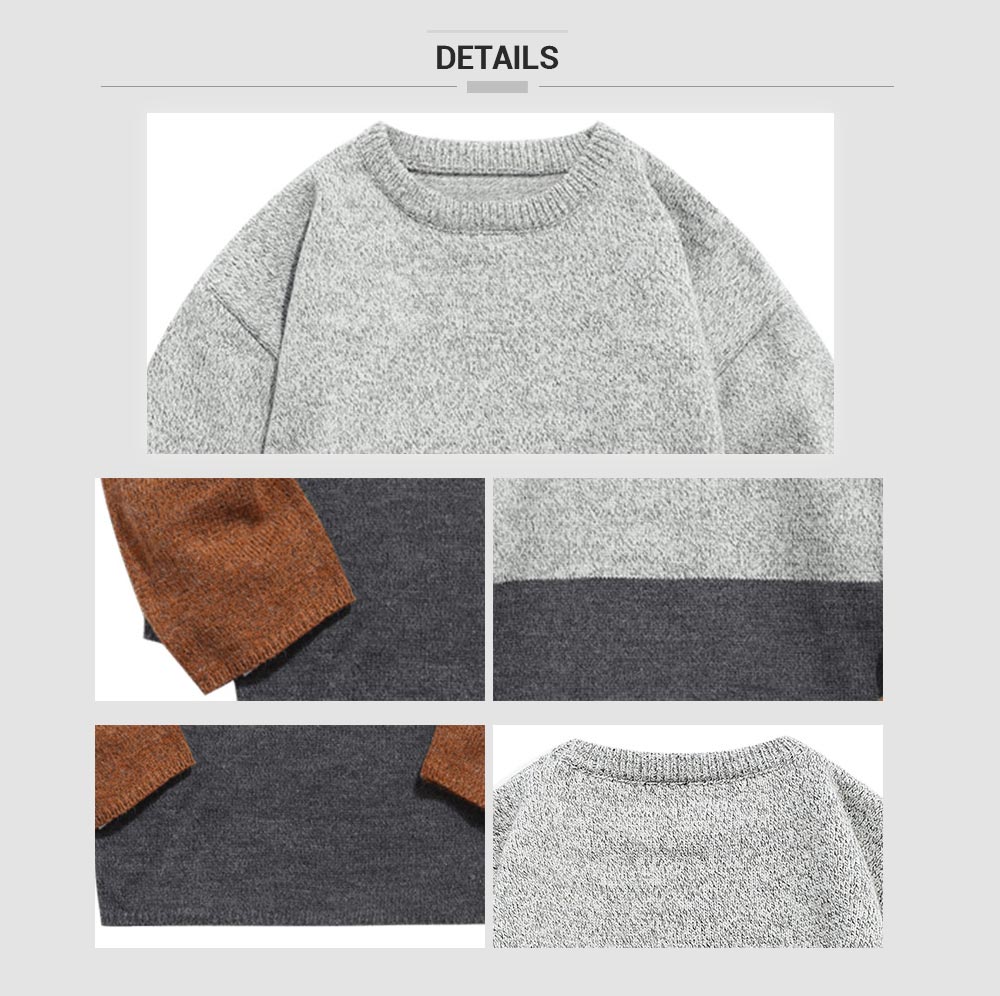Casual Color Block Panel Knit Sweater