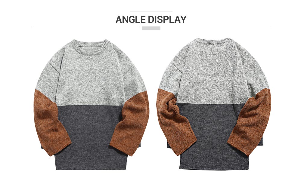 Casual Color Block Panel Knit Sweater