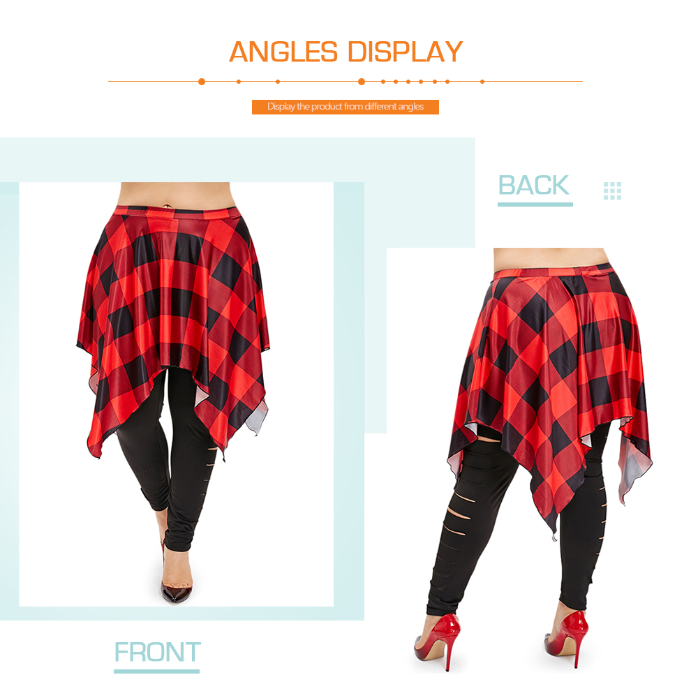 Plus Size Plaid Panel Skirted Leggings