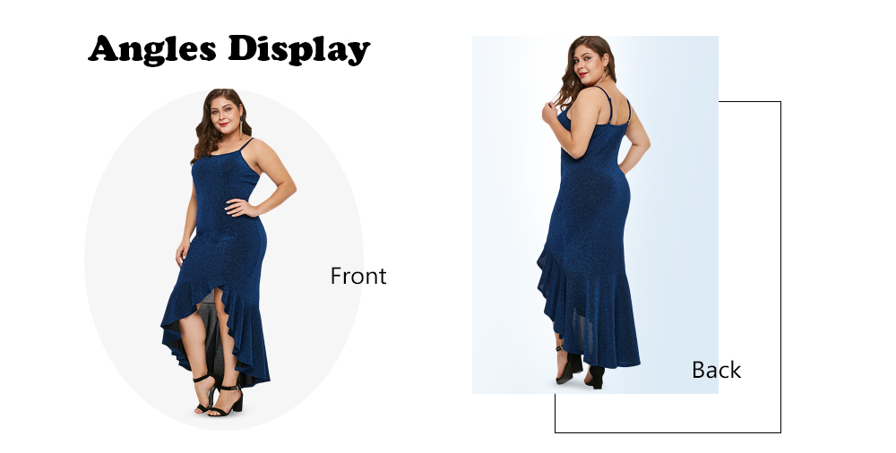 Plus Size Ruffle Hem Glitter Dress