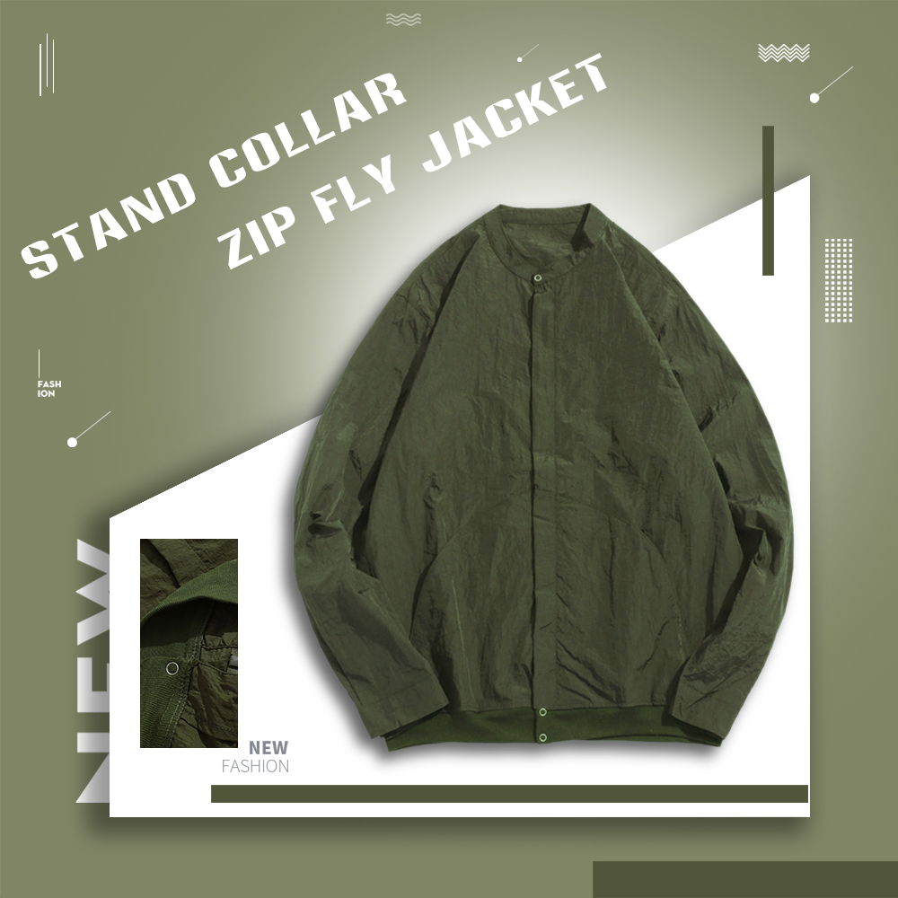 Stand Collar Zip Fly Jacket