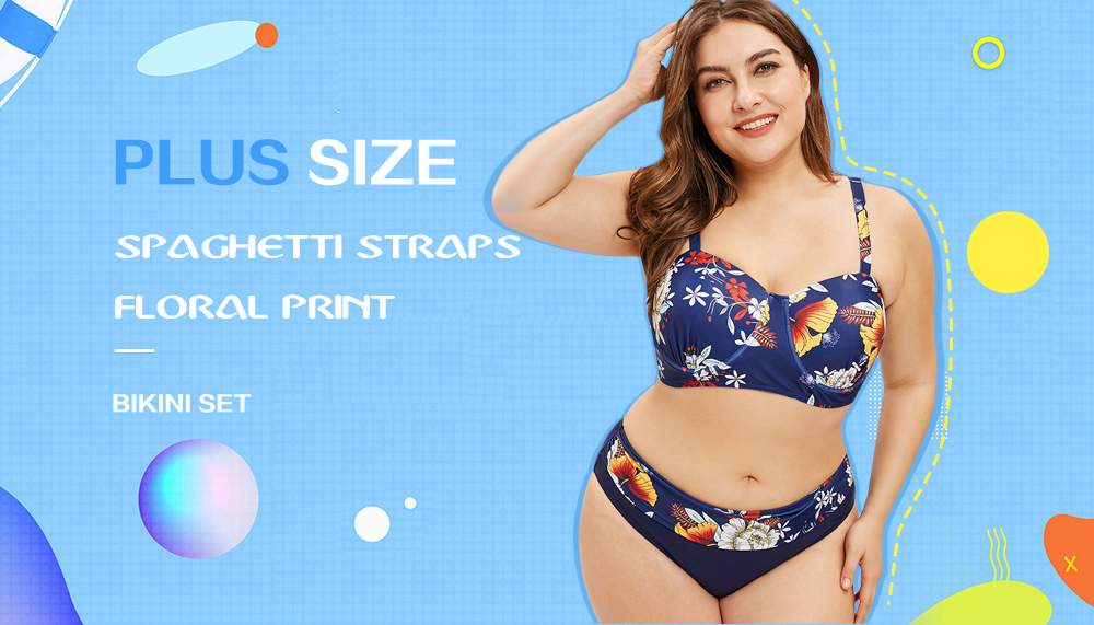 Plus Size Spaghetti Straps Padded Bikini Set