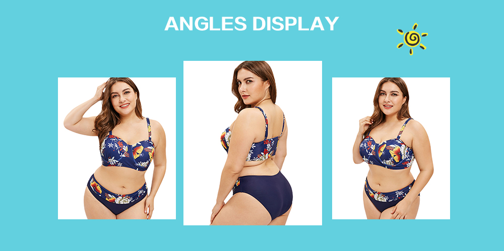 Plus Size Spaghetti Straps Padded Bikini Set