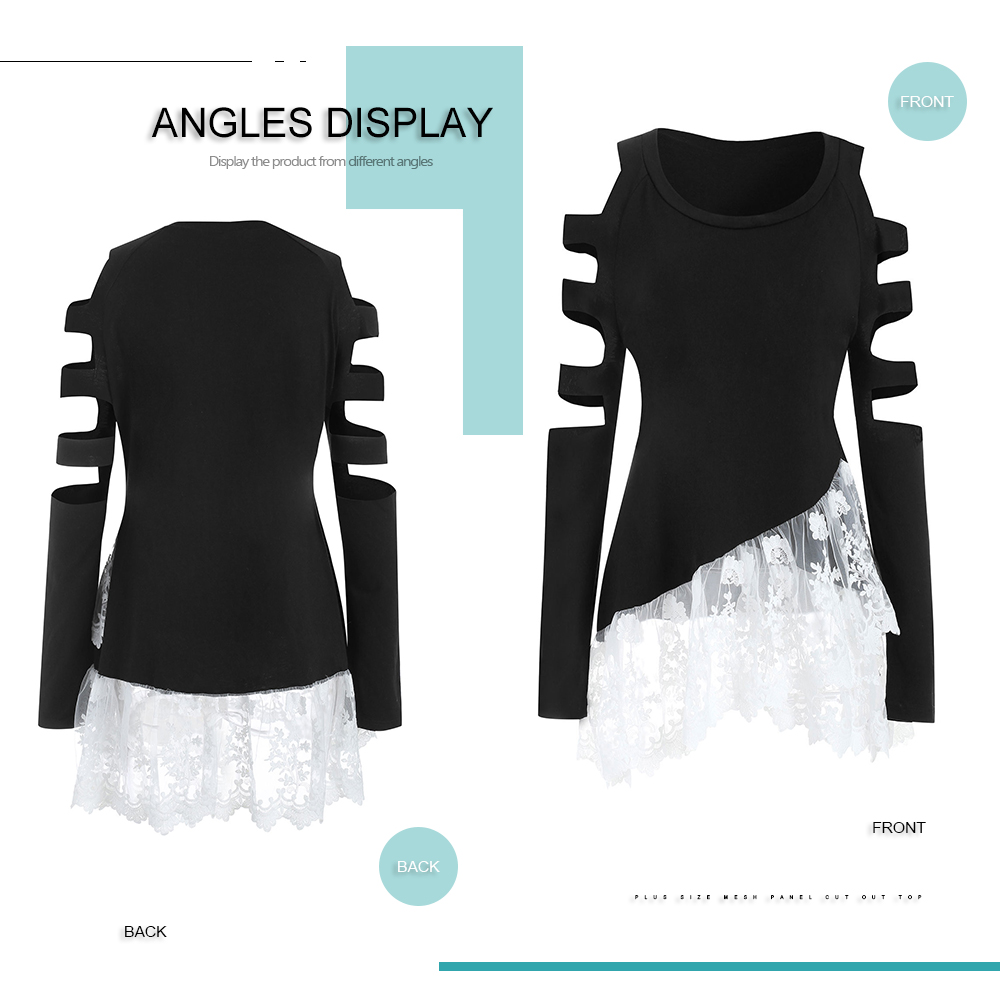 Plus Size Mesh Panel Cut Out Top