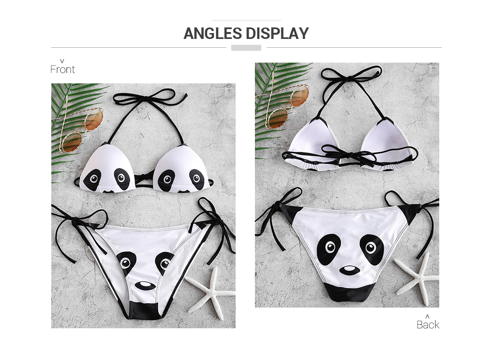 Halter 3D Panda Print Bikini Set