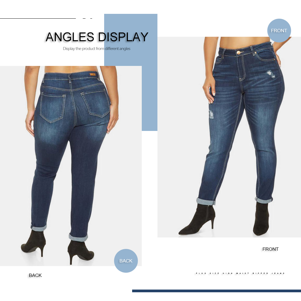 High Rise Ripped Plus Size Jeans