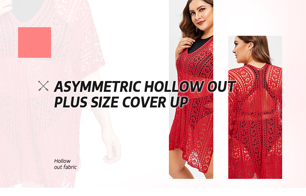 Openwork Batwing Sleeve Plus Size Cover Up