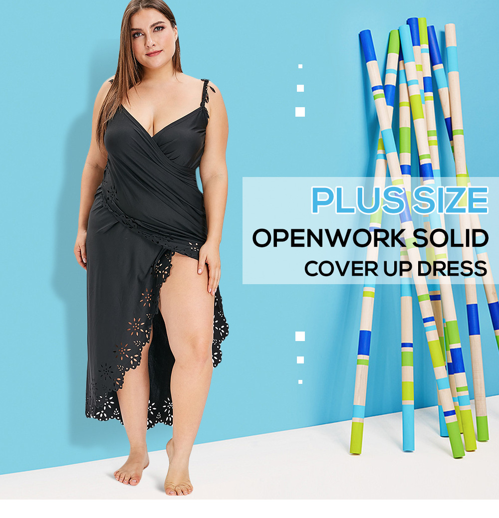 Hollow Out Plus Size Wrap Cover Up Dress