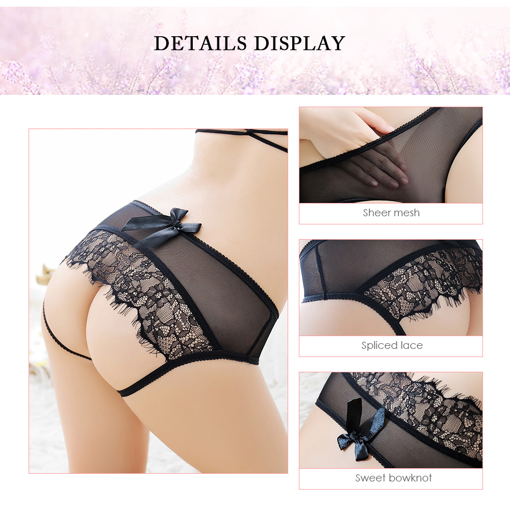 Lace Insert Cut Out Mesh Underwear