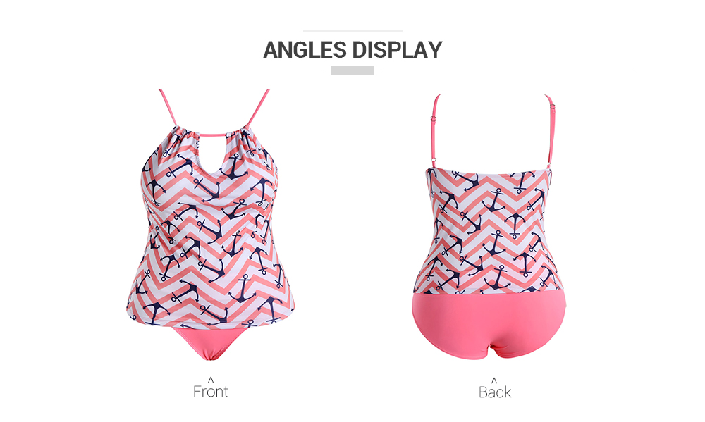 Keyhole Anchor Zigzag Plus Size Tankini Set