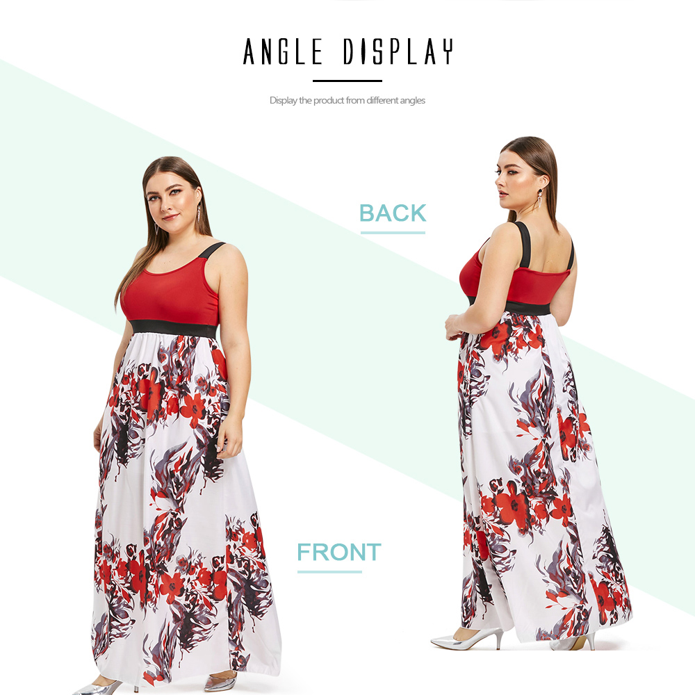 Empire Waist Floral Print Plus Size Maxi Dress