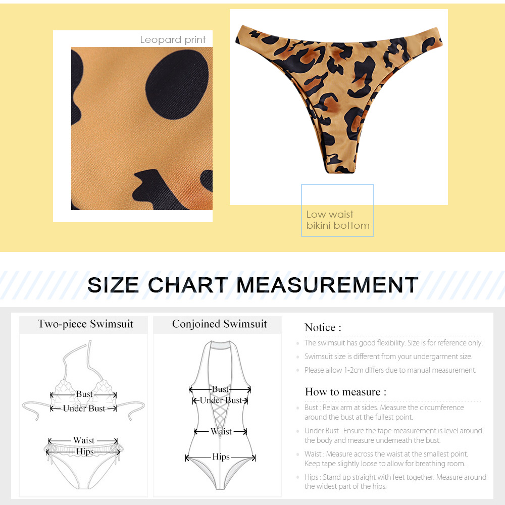 V Neck Backless Padded Leopard Print Low Waist Two-piece Women Bikini Set