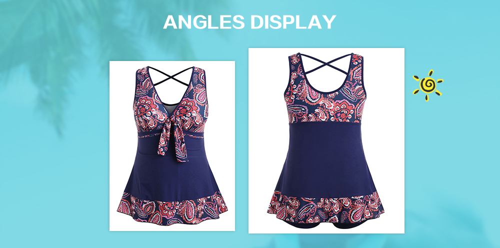 Plus Size Floral Skirted Tankini Set