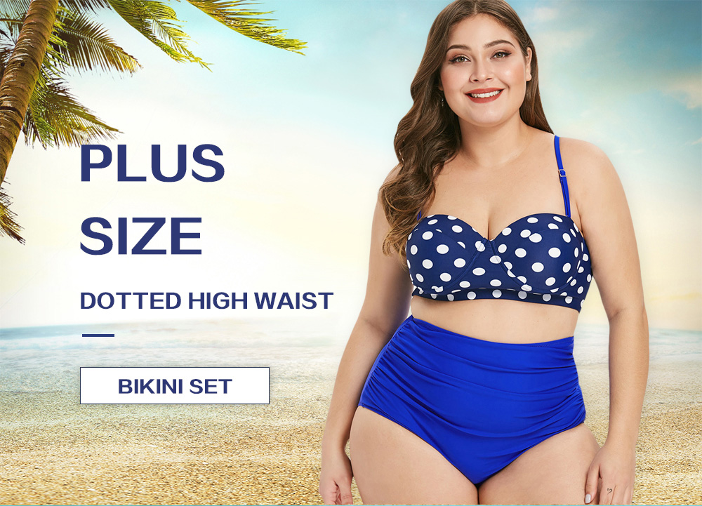 Polka Dot High Waist Plus Size Bikini Set
