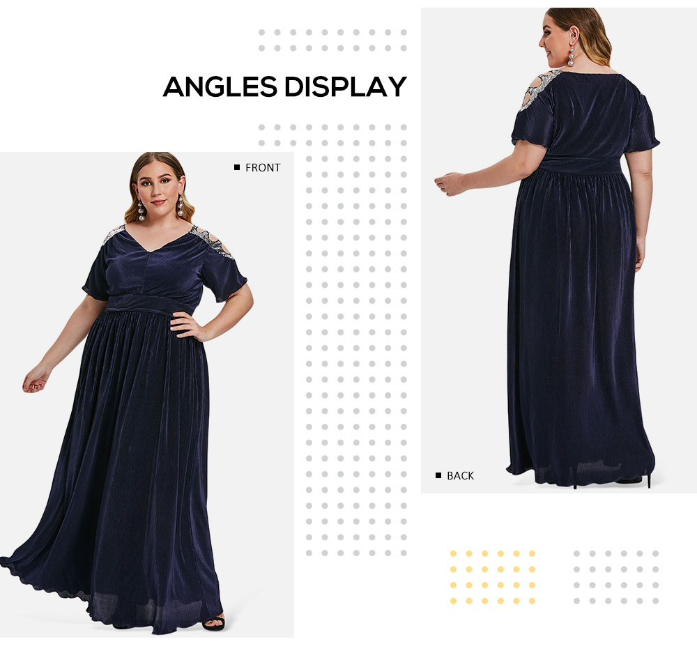 Plus Size Sequined Pleated Maxi Dress