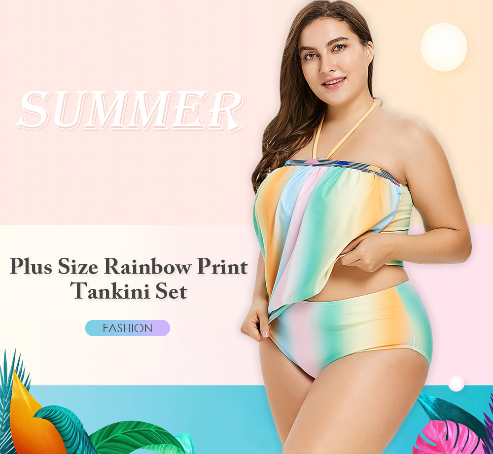 Plus Size Rainbow Tankini Set