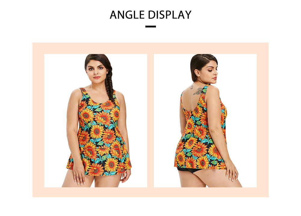 Plus Size Sunflower Print Tankini Set