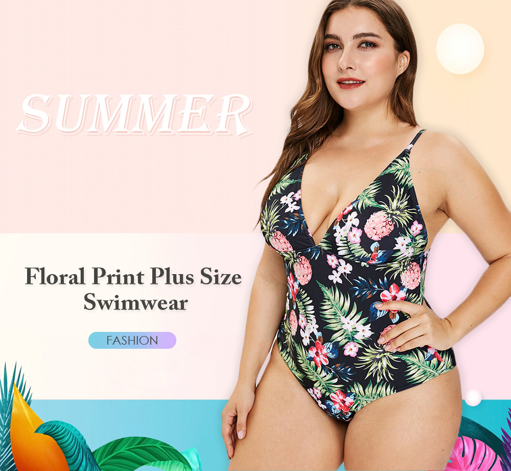 Floral Print Plus Size Swimwear