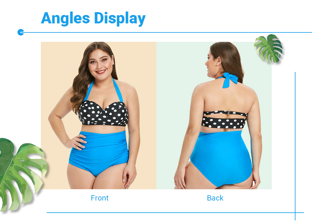 Halter Neck Plus Size Polka Dot Bikini Set