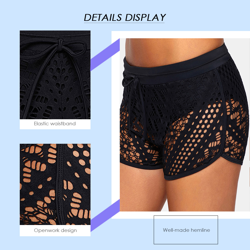 Plus Size Openwork Elastic Waist Shorts