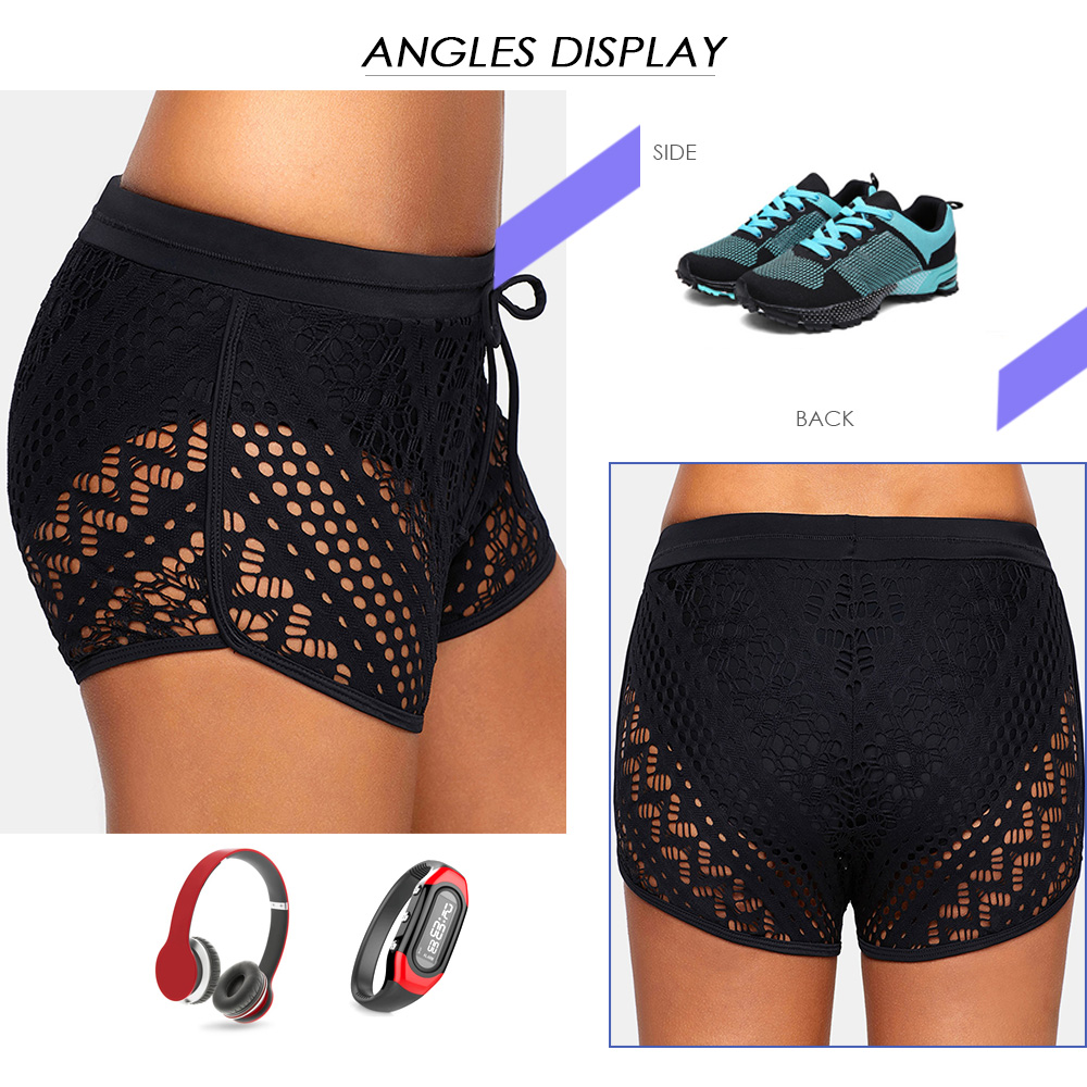 Plus Size Openwork Elastic Waist Shorts